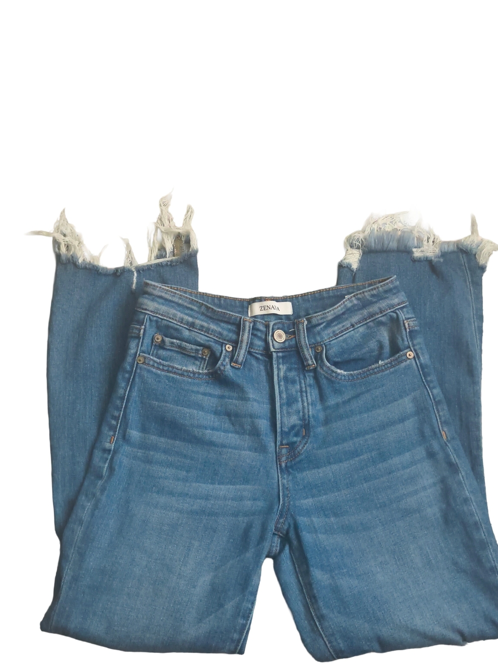 Zenana Outfitters Mid Cropped Frayed Hem Jeans